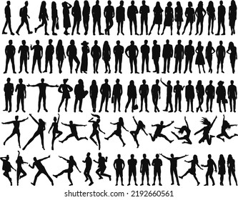 Black Silhouette Set People Isolated Vector Stock Vector (Royalty Free ...