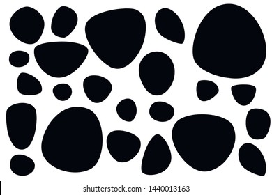 Black silhouette set of smooth stones or pebbles flat vector illustration isolated on white background