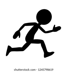Black Silhouette (shape) from Running Cartoon Character with a Round Head. Usefull Vector Illustration for Presentation of Speed, Sporting Activities, Health and Fitness - Simple Flat Graphic Design!