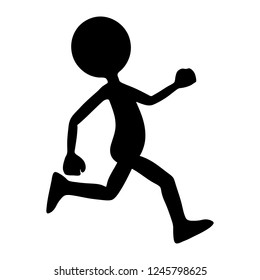 Black Silhouette (shape) from Running Cartoon Character with a Round Head. Usefull Vector Illustration for Presentation of Speed, Sporting Activities, Health and Fitness - Simple Flat Graphic Design!