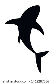Black silhouette shark giant apex predator cartoon animal design flat vector illustration isolated on white background