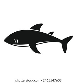 Black silhouette of a shark, ideal for logos, icons, and marine designs