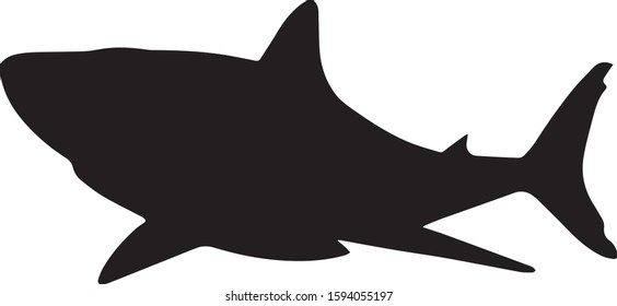 Black Silhouette Shark On White Background Stock Vector (Royalty Free ...