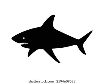 Black Silhouette of a Shark on White Background