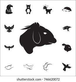 Black silhouette of sheep head icon. Set of animal icons. You can use in web or app icons on white background