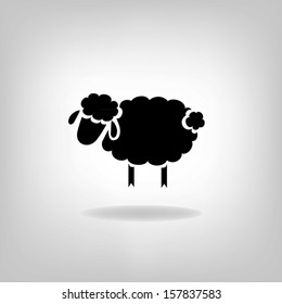 Black silhouette of sheep on a light background. Logo design for the company.