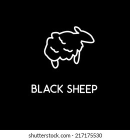 Black silhouette of sheep on a light background