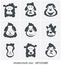 black silhouette of sheep on a light background