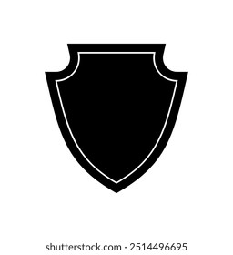 Silhueta preta Quadro de escudo Logo. Modelo de vetor Sinal de proteção, guarda e segurança. Seguro ou Imunidade Desenho de ícone vazio isolado no fundo branco. Símbolo do design do seu site, aplicativo