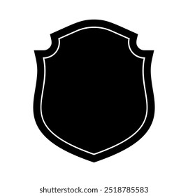Silueta negra Logo del marco del escudo. Vector Plantilla Señal de Protección, Guardia y Seguridad. Seguro o Inmunidad Diseño de icono vacío aislado sobre fondo blanco. Símbolo para el diseño de su Sitio web, App
