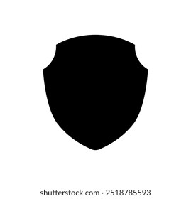 Black silhouette Shield frame Logo. Vector template Sign of Protection, Guard and Security. Insurance or Immunity Empty icon design isolated on white background. Symbol for your web site design, app