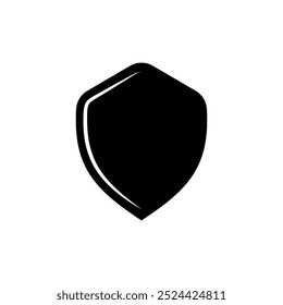 Black silhouette Shield frame Logo. Vector template Sign of Protection, Guard and Security. Insurance or Immunity Empty icon design isolated on white background. Symbol for your web site design, app