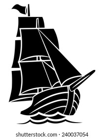  Black Silhouette Of Ship Symbol