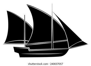  Black Silhouette Of Ship Symbol