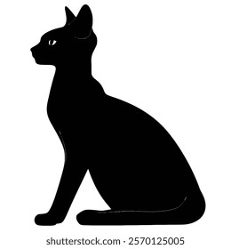 Black silhouette of a Siamese modern