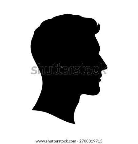 Black silhouette side profile of isolated caucasian man head on white background vector illustration