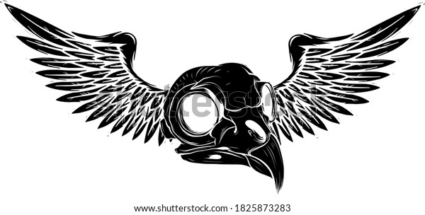 Black Silhouette Side Skull Wings Vector Stock Vector (Royalty Free ...