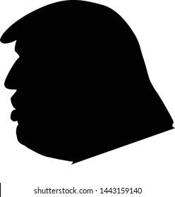 Black silhouette side view of Donald Trump