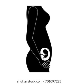 Black Silhouette Side View Pregnancy Process Stock Vector (royalty Free 