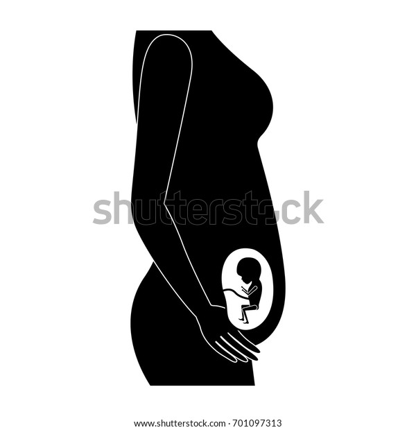 Black Silhouette Side View Pregnancy Process Stock Vector (Royalty Free ...