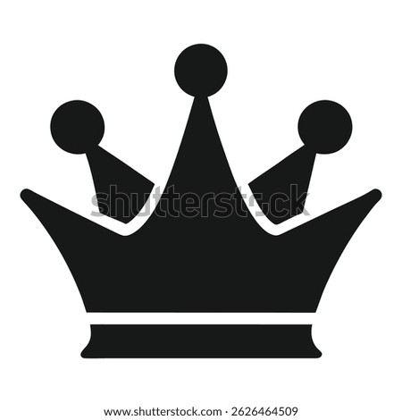 Black silhouette of a simple crown with five rounded points, flat base, bold and minimalistic vector icon style, no background