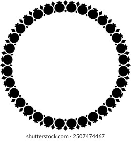 Black silhouette simple isolated round pomegranates frame