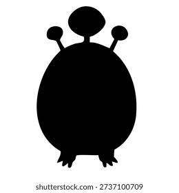 black silhouette of a simple oval alien creature with two small antennas