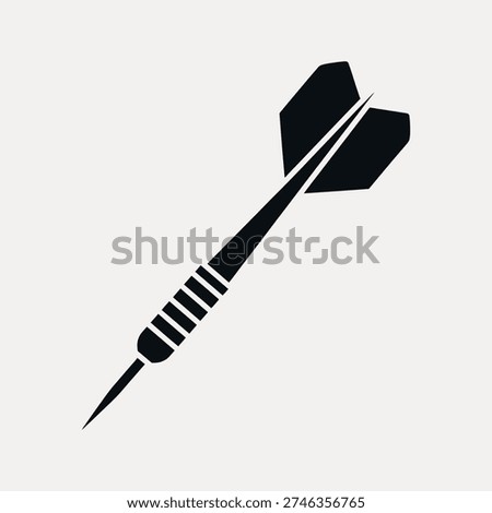 Black silhouette of a single dart with fletching and grip details on a light grey background
