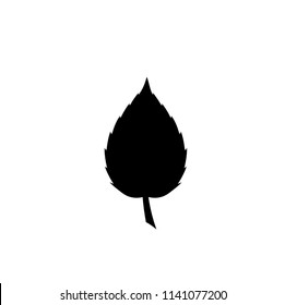 Black silhouette of single leaf icon, vector illustration, sign, symbol, logo, label, clip art isolated on white background.
