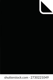 A black silhouette of a single sheet of paper with a curled corner, representing documents, writing, or blank space.