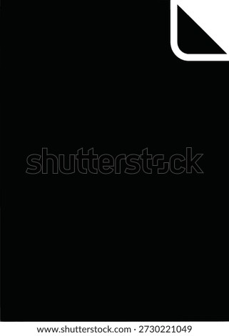 A black silhouette of a single sheet of paper with a curled corner, representing documents, writing, or blank space.