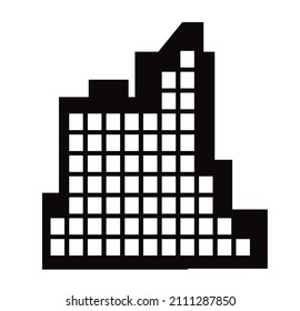 Black silhouette single skyscraper construction building for design and decoration of stock illustration on a white background