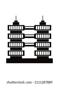 Construcción de rascacielos de silueta negra para el diseño y la decoración de la ilustración de las existencias sobre un fondo blanco