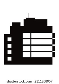 Black silhouette single skyscraper construction building for design and decoration of stock illustration on a white background