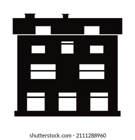 Black silhouette single skyscraper construction building for design and decoration of stock illustration on a white background