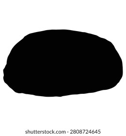 A black silhouette of a single smooth river stone or pebble isolated on a white background. A for nature and spa concepts.
