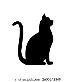 Black silhouette of a sitting cat