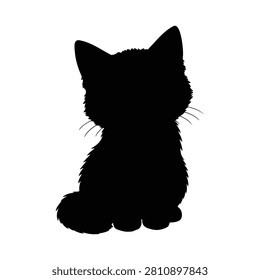 Black silhouette sitting cat