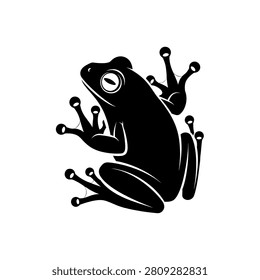 Black silhouette of a sitting frog