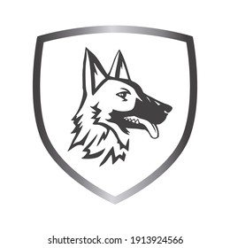 Black silhouette of sitting German Shepherd 