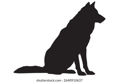 Black silhouette of a sitting wolf.