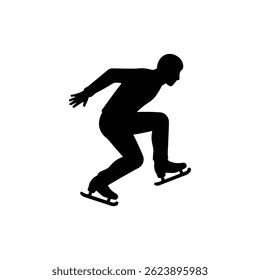 Black Silhouette of Skater Preparing for Jump with Bent Knees
