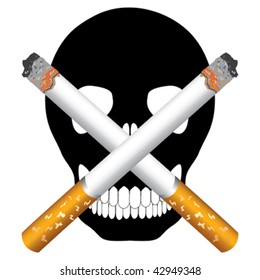 black silhouette skull and cigarette