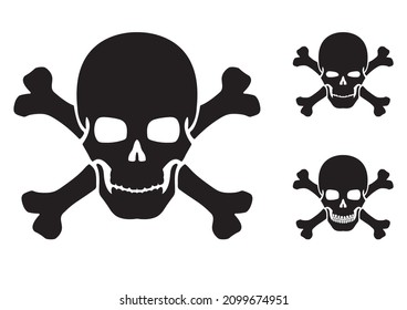 Calavera de silueta negra. Elemento de diseño. Ilustración vectorial aislada en fondo blanco. Plantilla para libros, pegatinas, carteles, tarjetas, ropa.