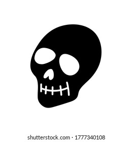 Black silhouette of a skull isolated on a white background.Vector illustration of a skull. Design for Halloween, Day of the dead, tattoos, prints