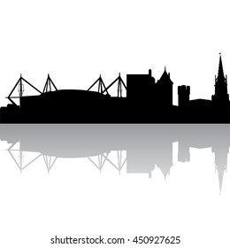 Black silhouette skyline of Cardiff. UK. Vector illustration