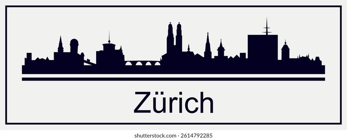 black silhouette of the Zürich skyline on a gray background