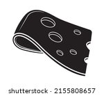 Black silhouette Slice of yellow cheese in isolate on white background Vector illustration.