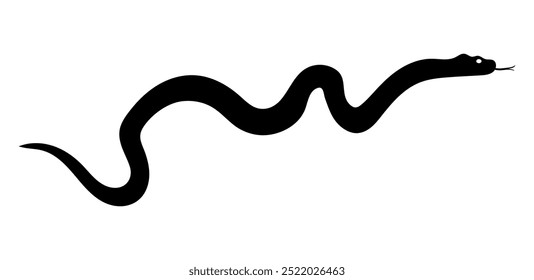 Black silhouette of slithering snake, vector illustration