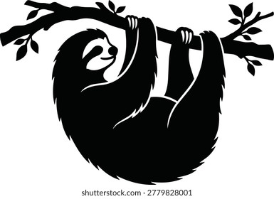 A black silhouette sloth